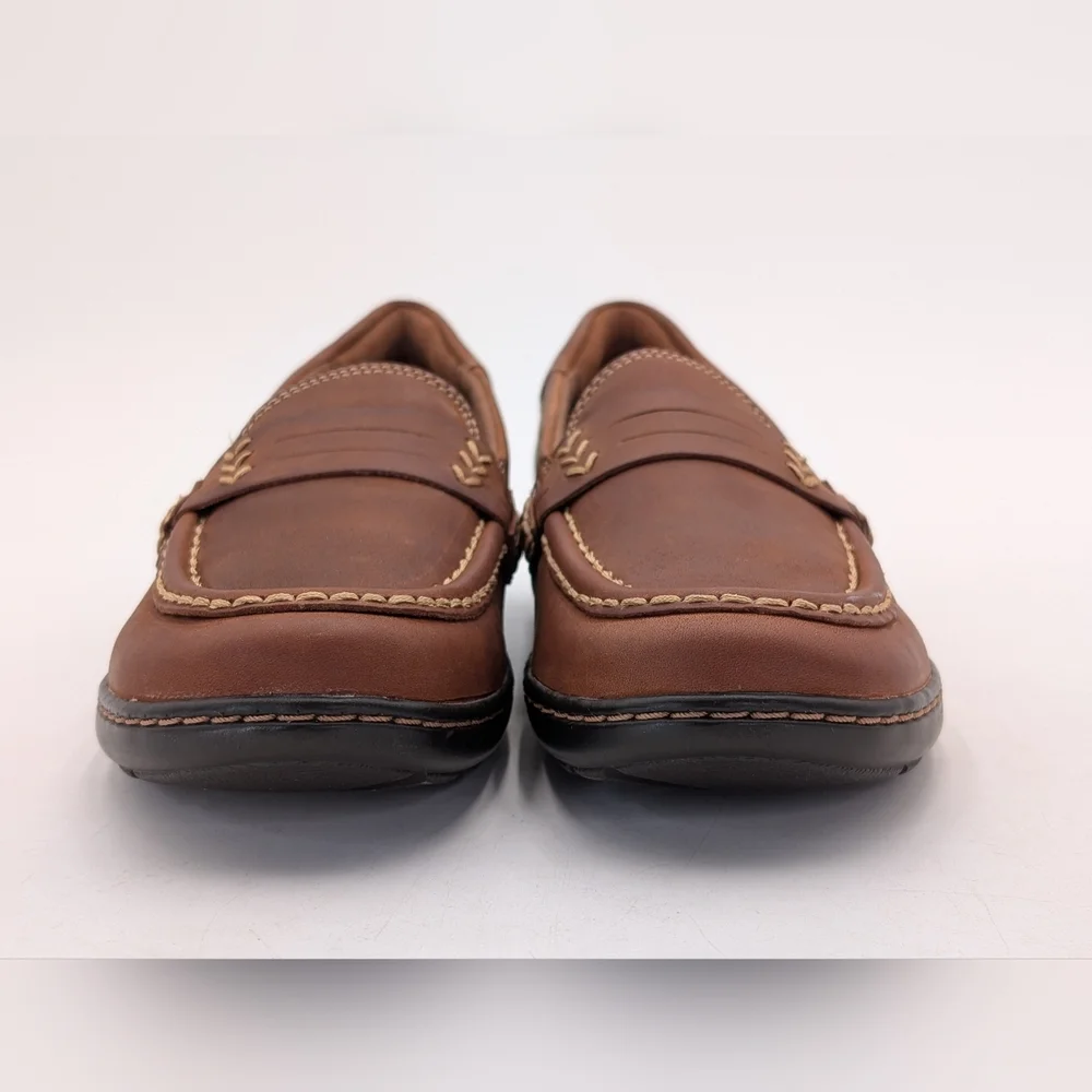 Clarks Cora Ashley Loafer Women's Size 8M Dark Tan Genuine Leather Moccasins